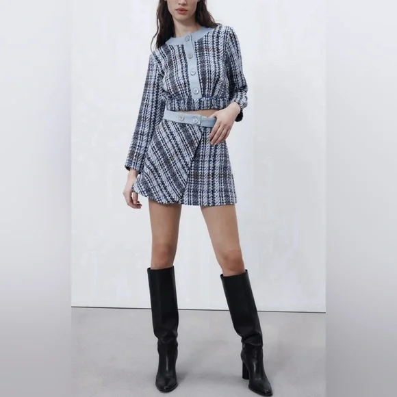 ZARA 💙 Tweed Top & Skirt Set - Picture 2 of 16